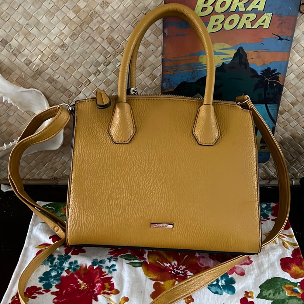 ALDO Yellow Purse with handles and crossbody strap